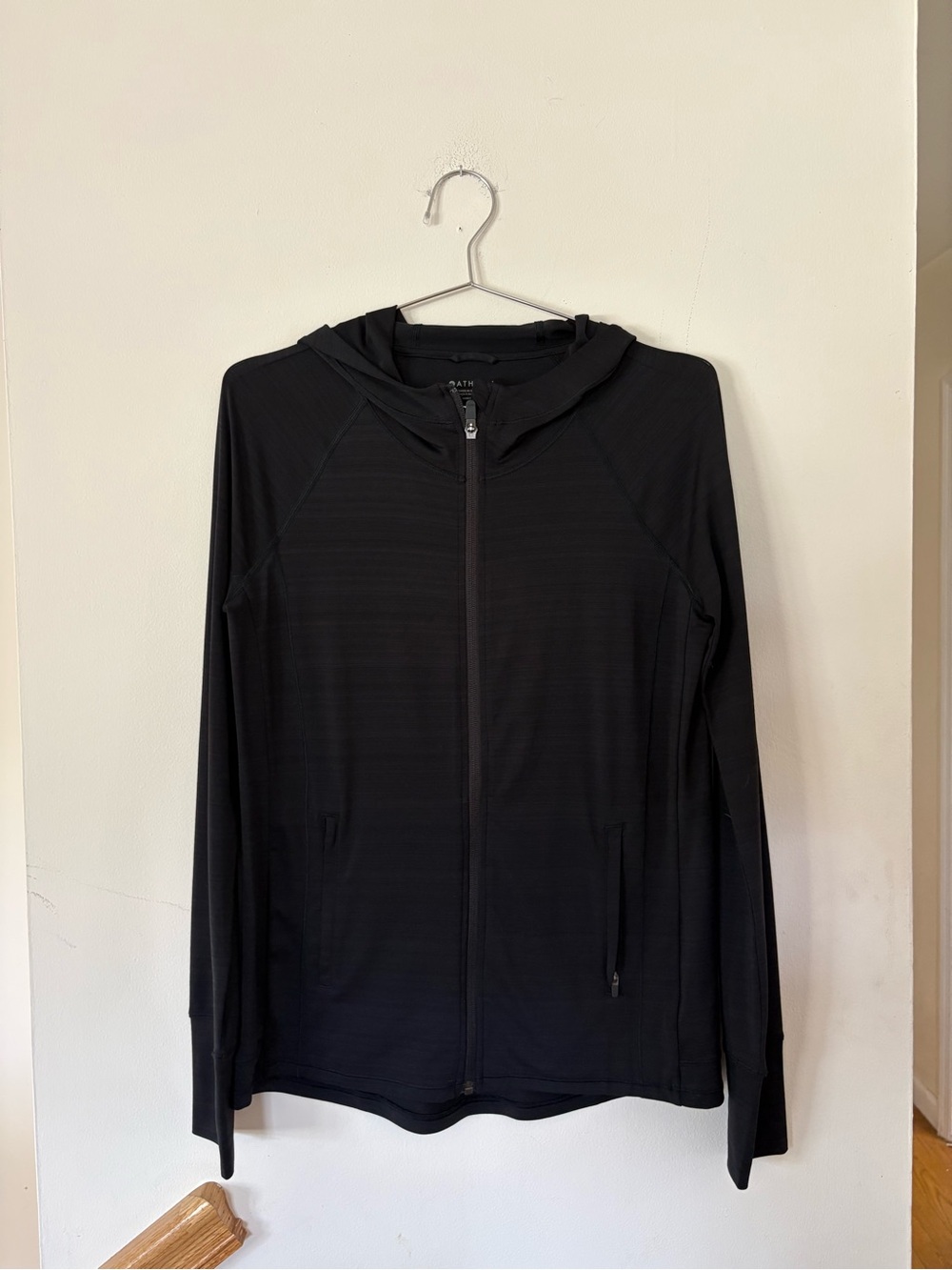 Athleta Black Zip-Up Hooded Jacket